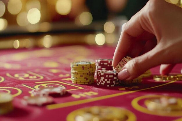 Baccarat table layout showing player and banker betting areas and payout structure